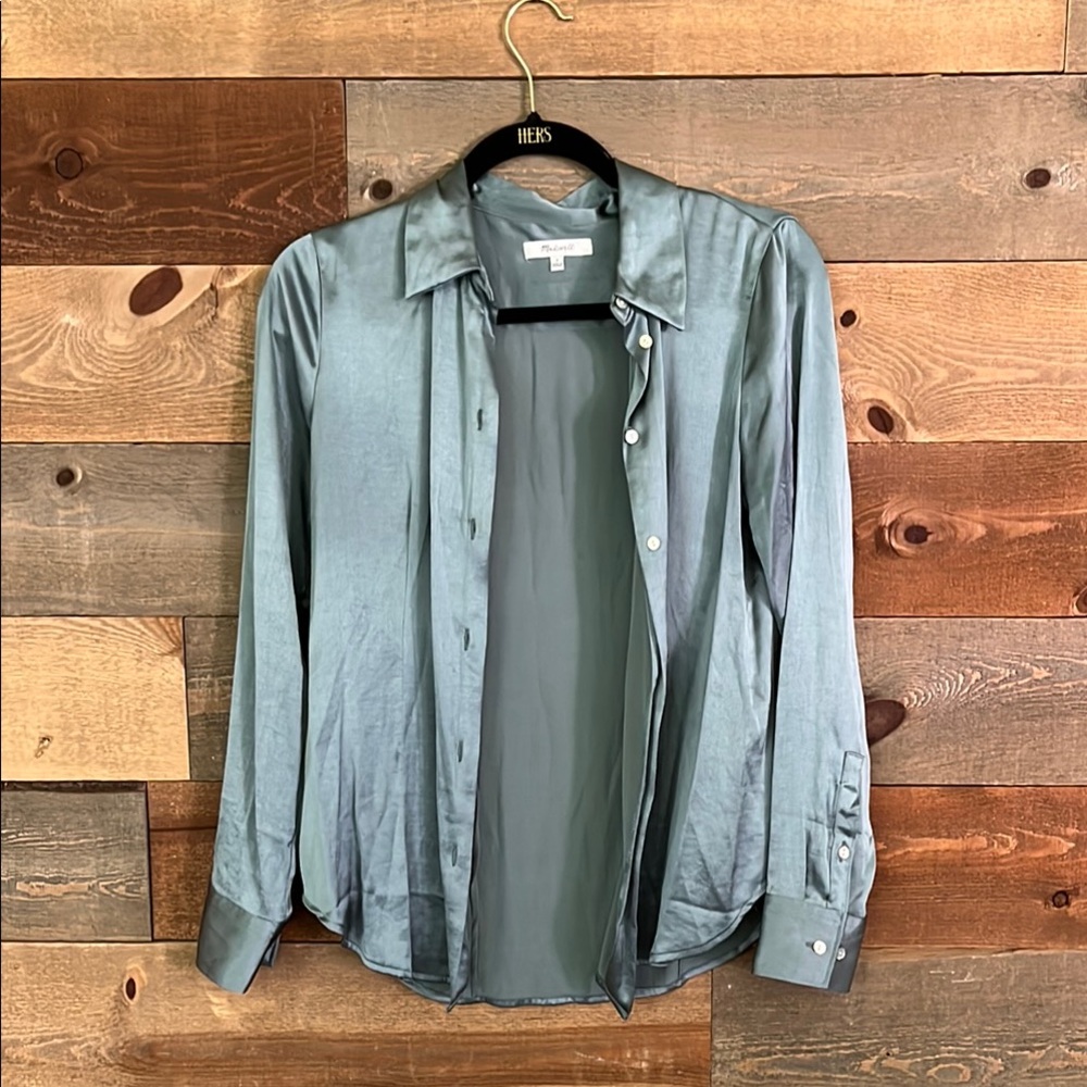 Madewell Blue Silky Button Down Shirt